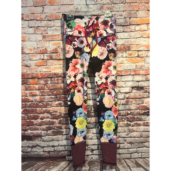 Old Navy active pink black floral leggings pants women's size small - Picture 1 of 6